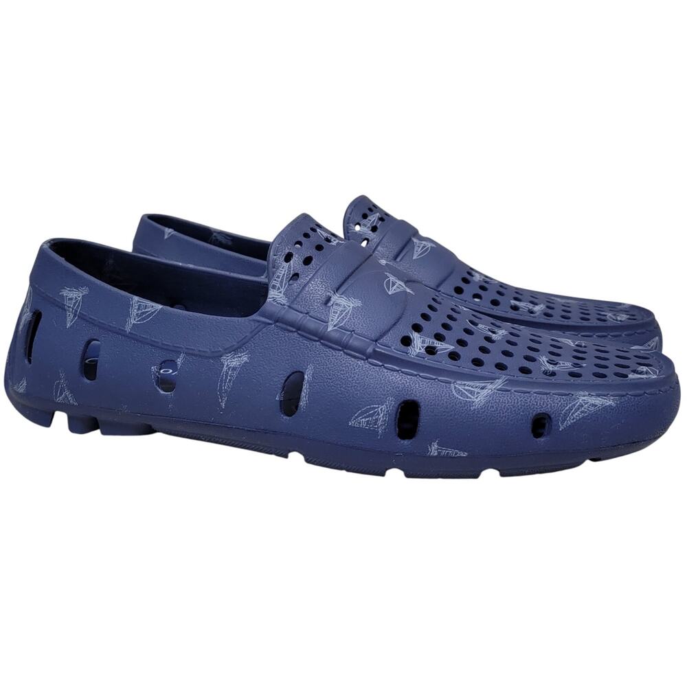 Club Room Men Atlas Perforated Slip On Driver Loafer Size US 10M Blue Sail Boats